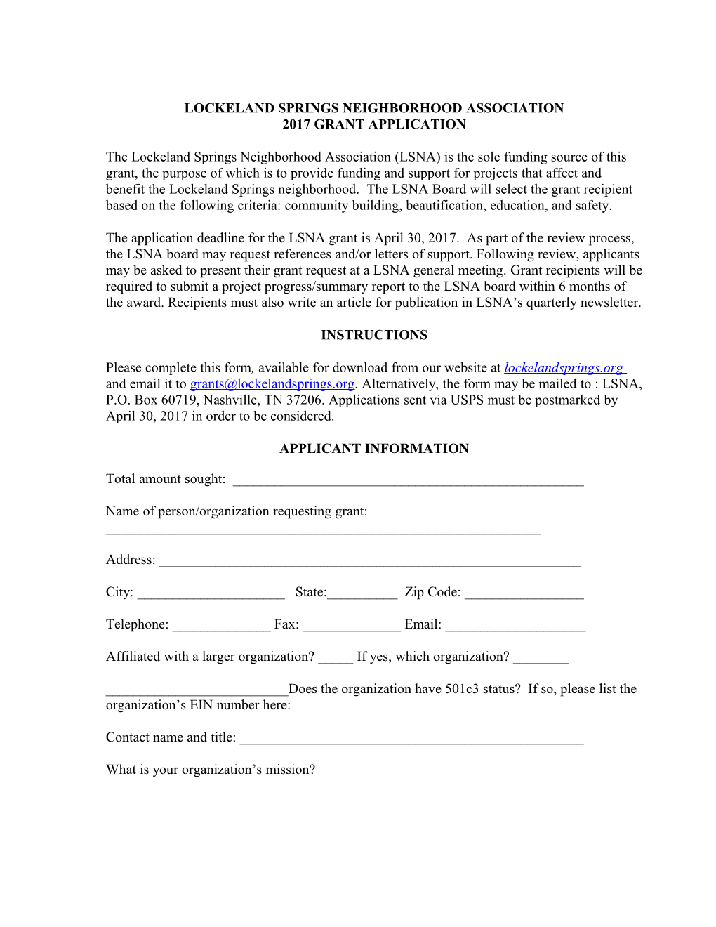 General Grant Application Information