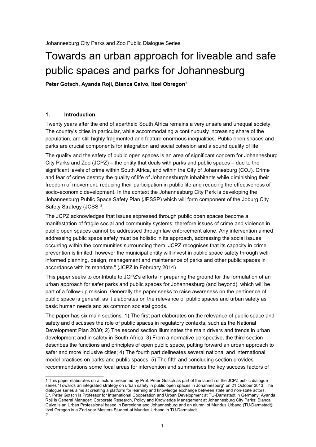 Johannesburg City Parks and Zoo Public Dialogue Series