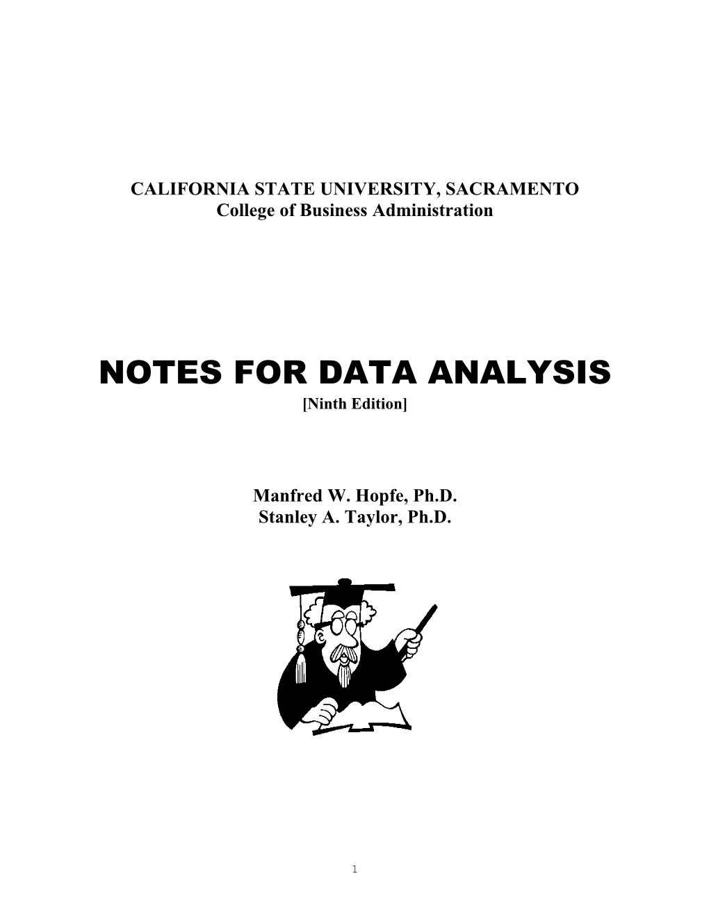 Notes for Data Analysis