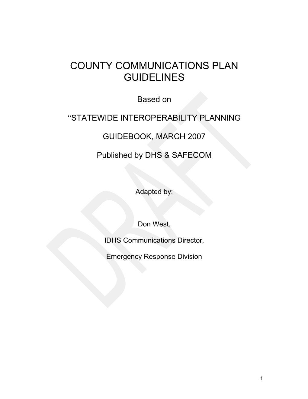 County Communications Plan Guidelines