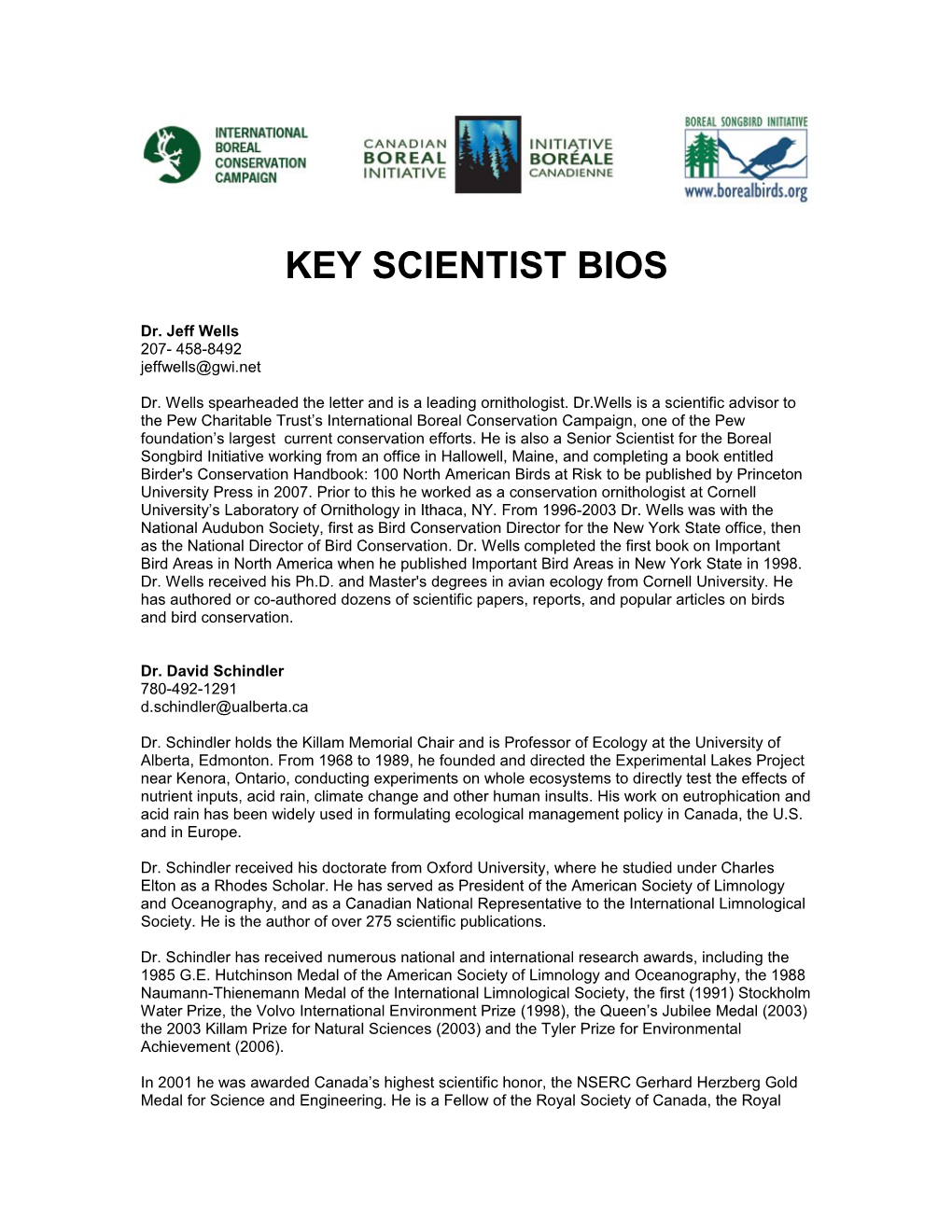 Key Scientist Bios