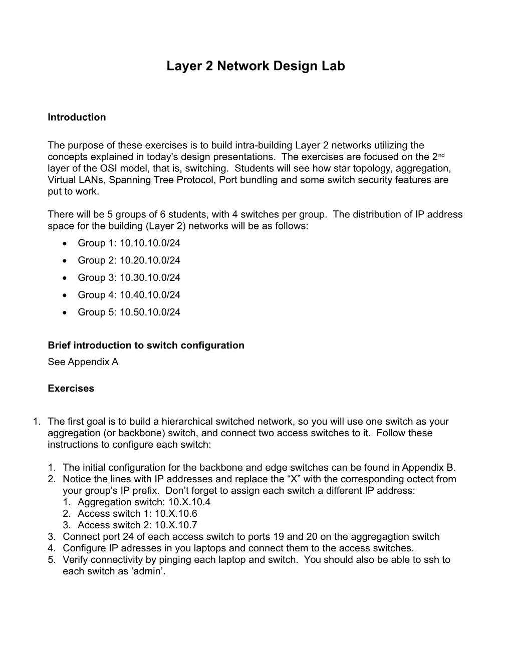 Layer 2 Network Design Lab