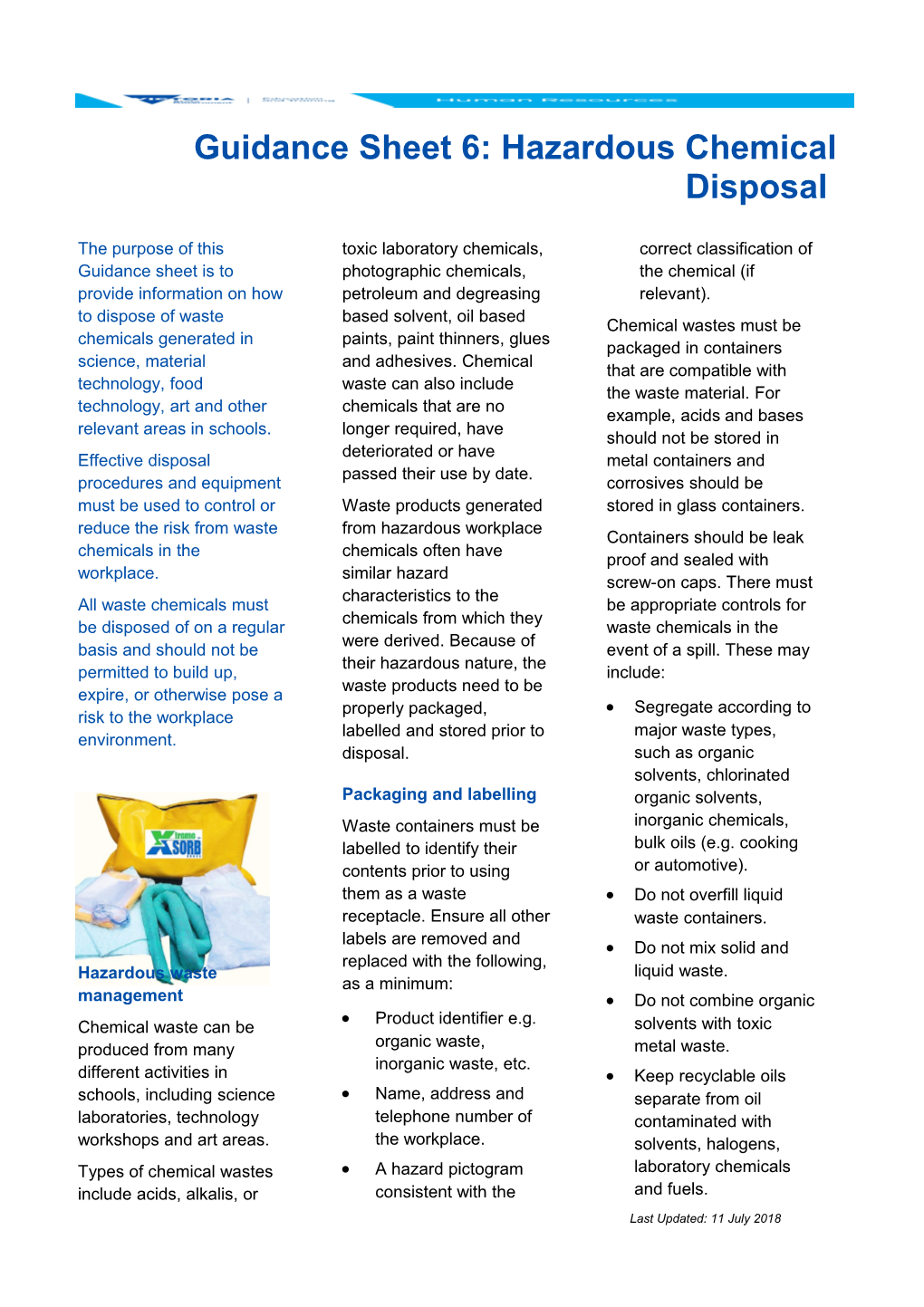 Guidance Sheet 6-Hazardous Chemical Disposal