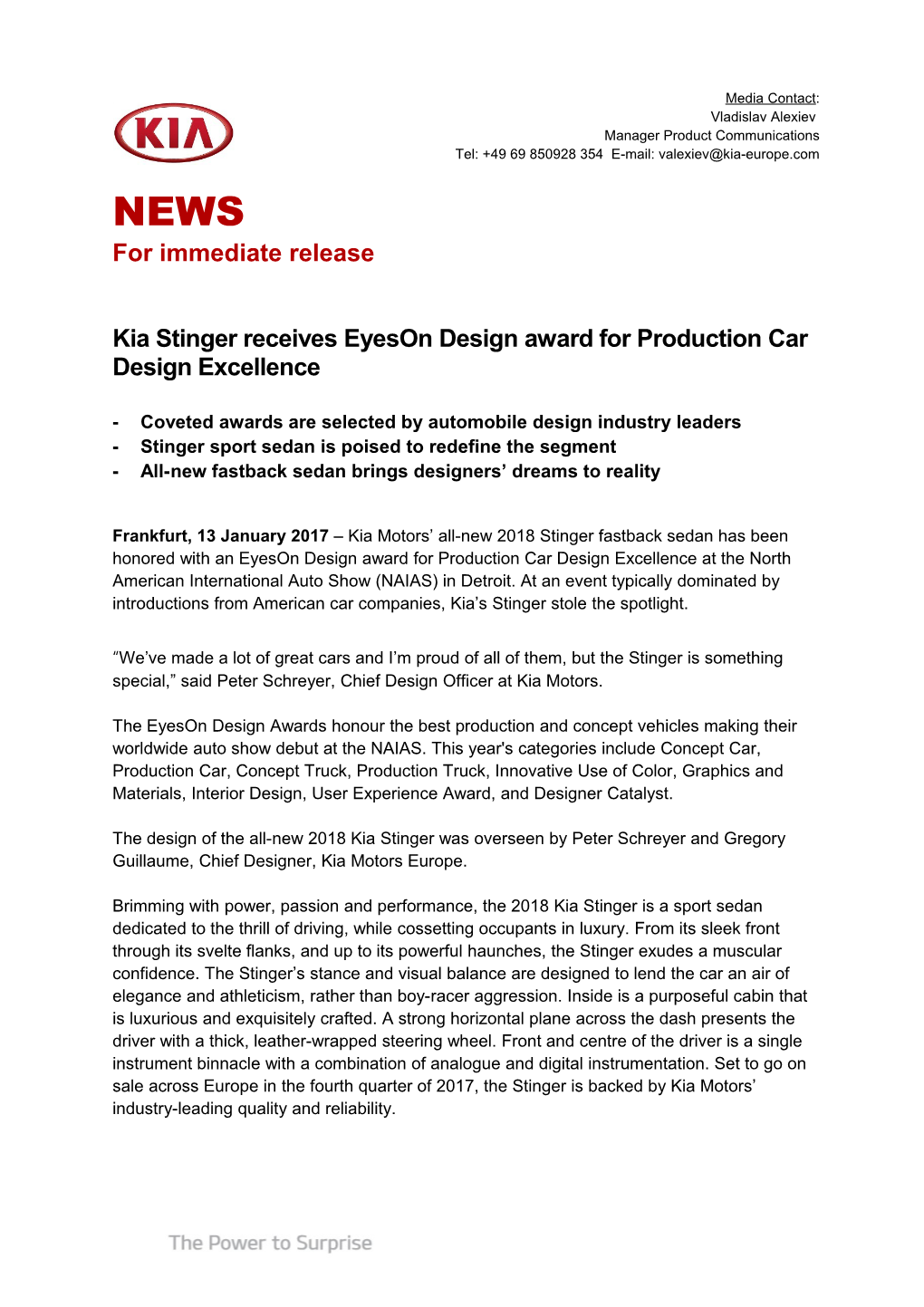 Coveted Awards Are Selected by Automobile Design Industry Leaders