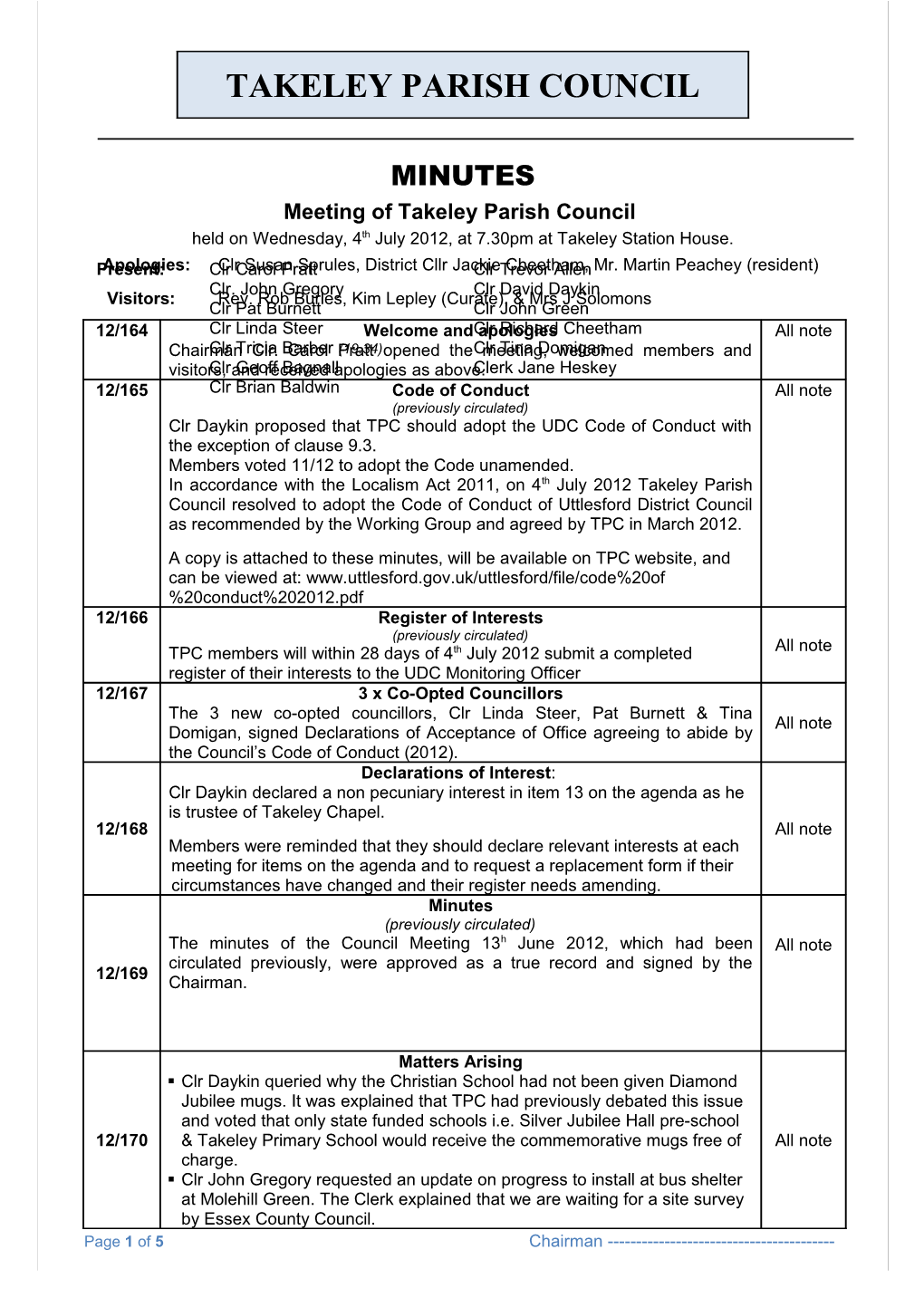 Takeley Parish Council