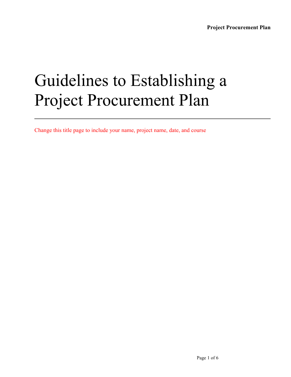 Project Procurement Plan (PPP) Template