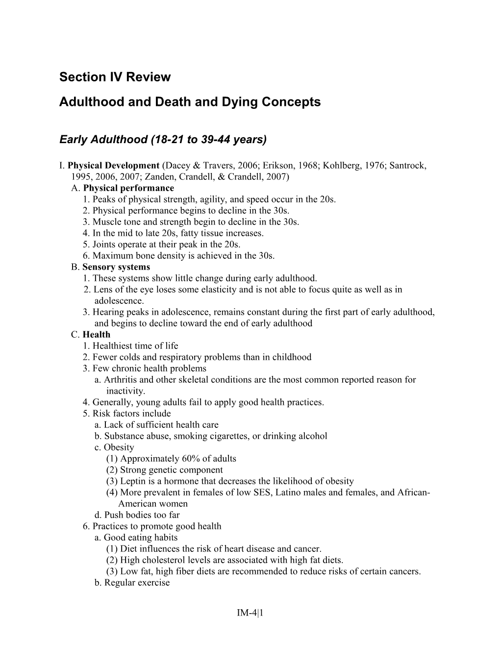 Adulthood and Death and Dying Concepts