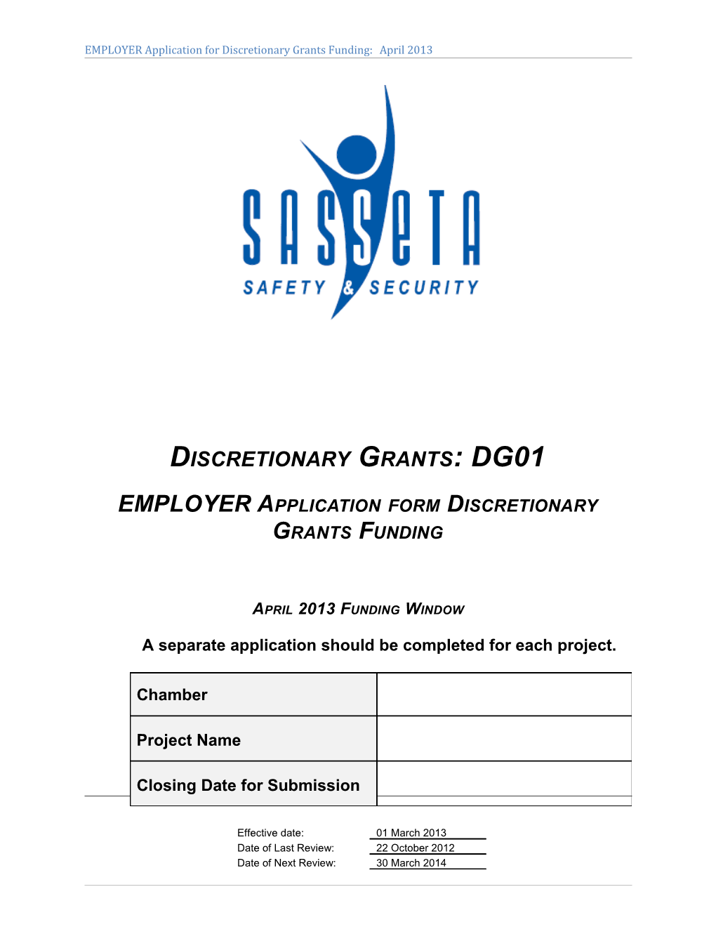 DG01 Govdept Discretionary Grants Application and Criteria
