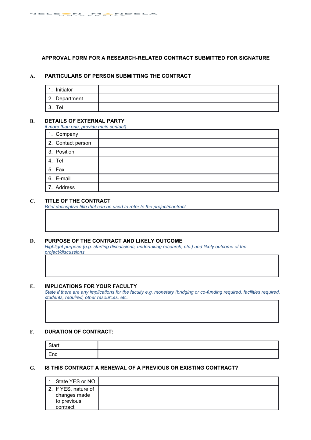 Approval Form for a Research-Related Contract Submitted for Signature