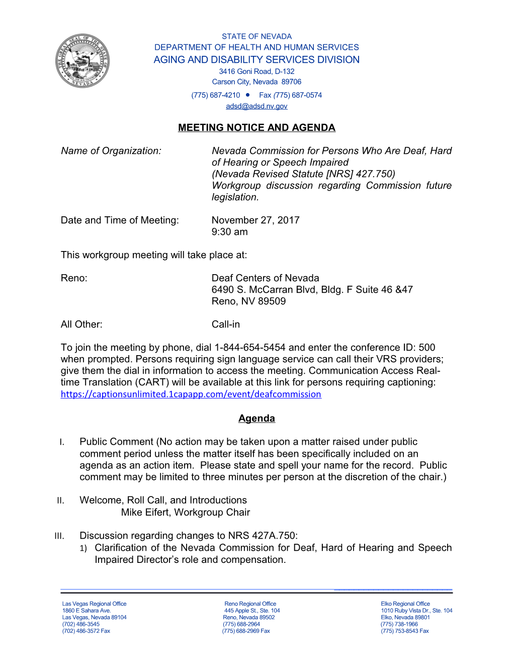 Meeting Notice and Agenda s6