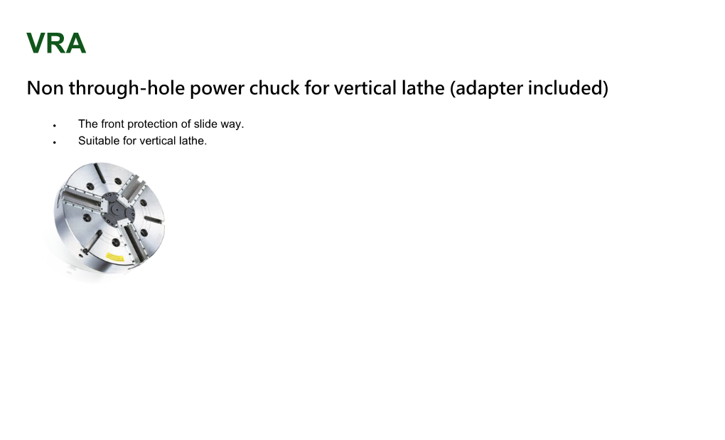 Non Through-Hole Power Chuck for Vertical Lathe (Adapter Included)