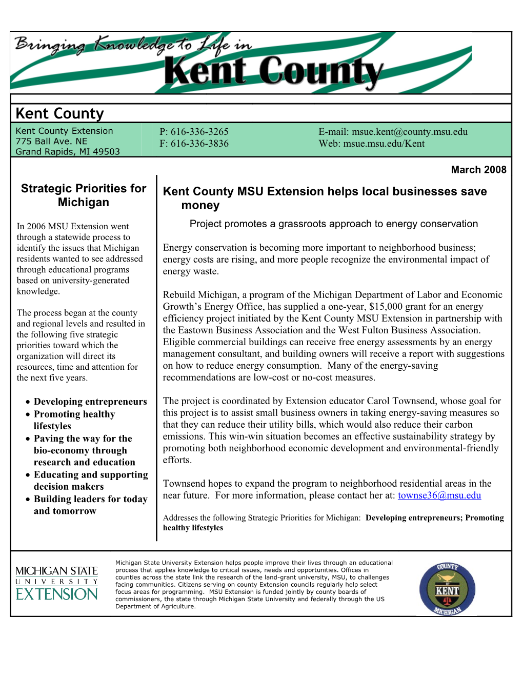 Kent County MSU Extension Helps Local Businesses Save Money