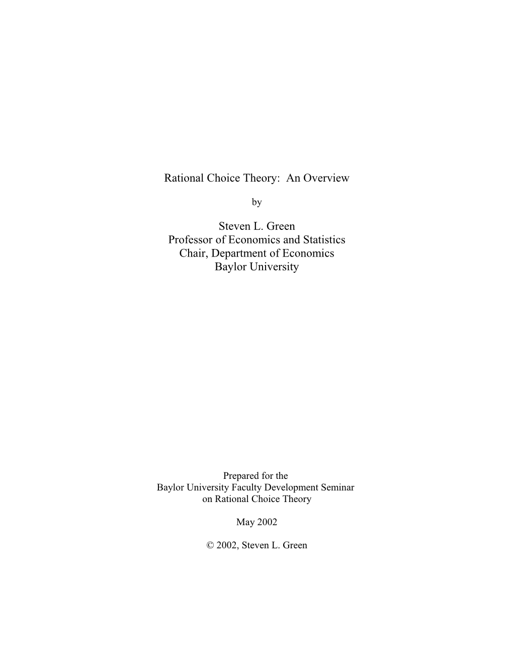 Rational Choice Theory