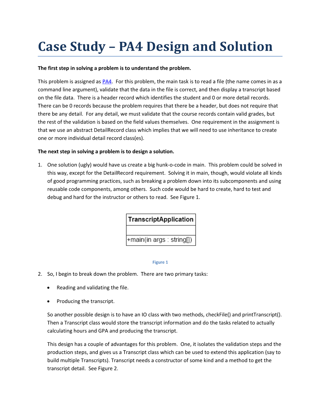 Case Study PA4 Design and Solution