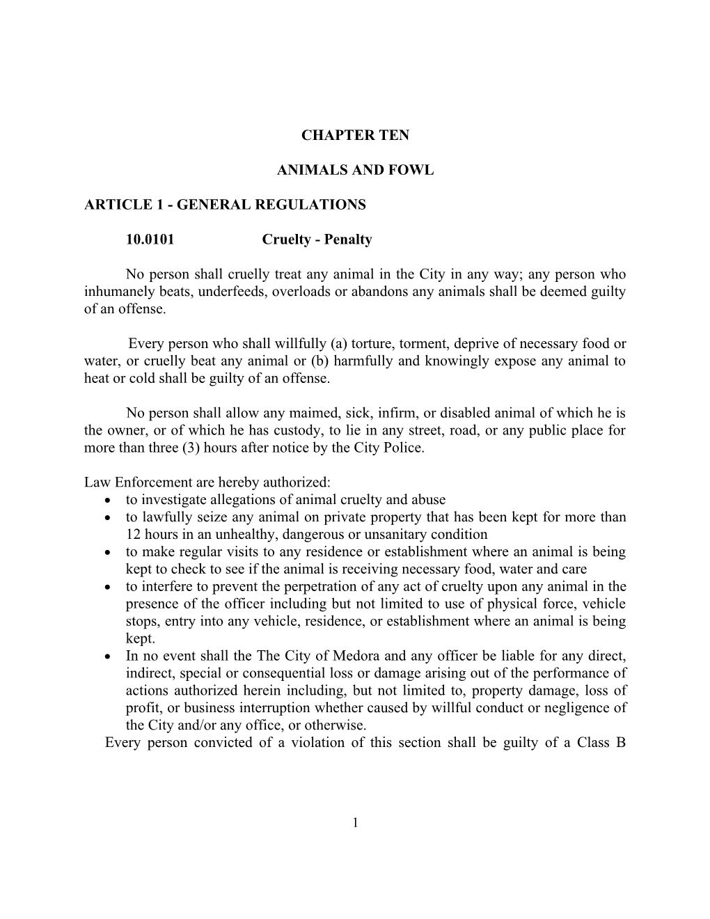 Article 1 - General Regulations
