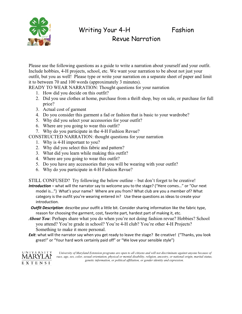 Writing Your 4-H Fashion Revue Narration