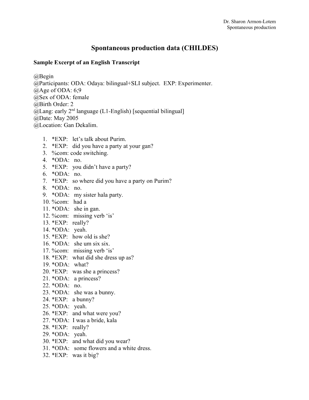 Sample Excerpt of Hebrew Transcript
