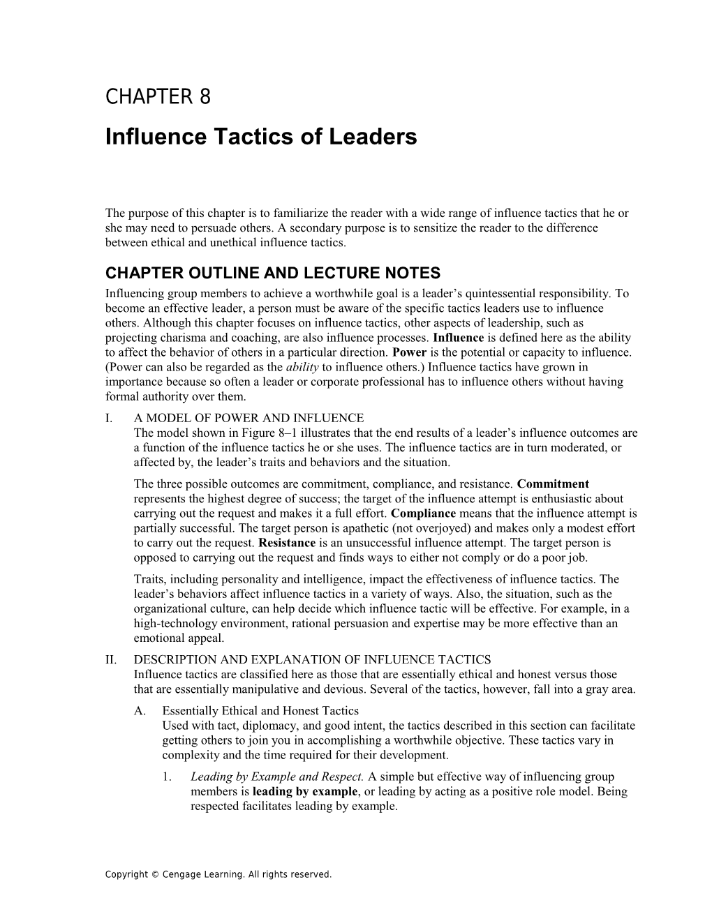 Chapter 8: Influence Tactics of Leaders 65