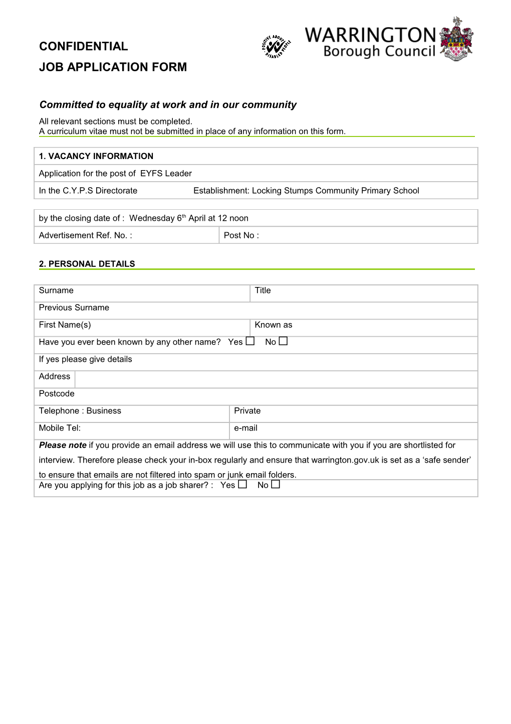 Job Application Form s31