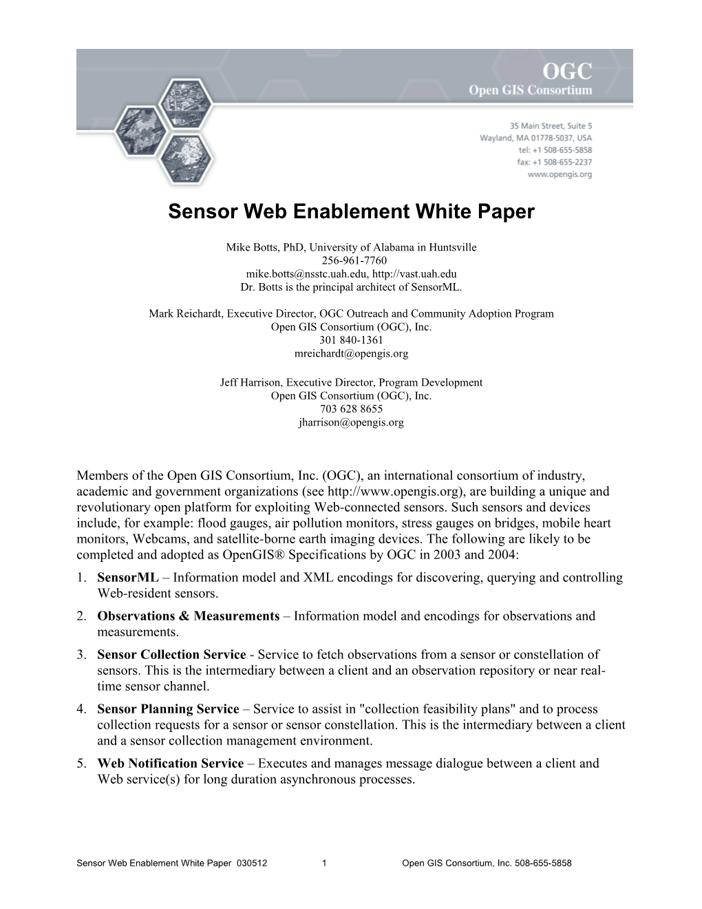 Sensor Web Enablement White Paper