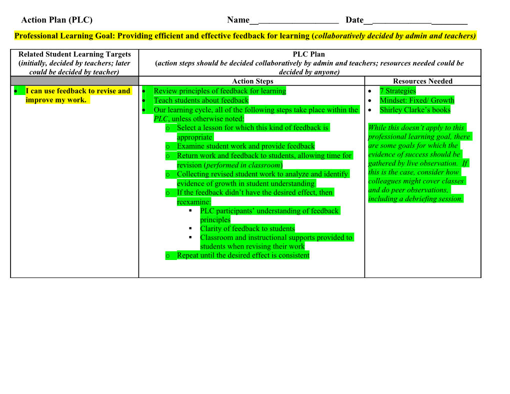 Action Plan Template s1