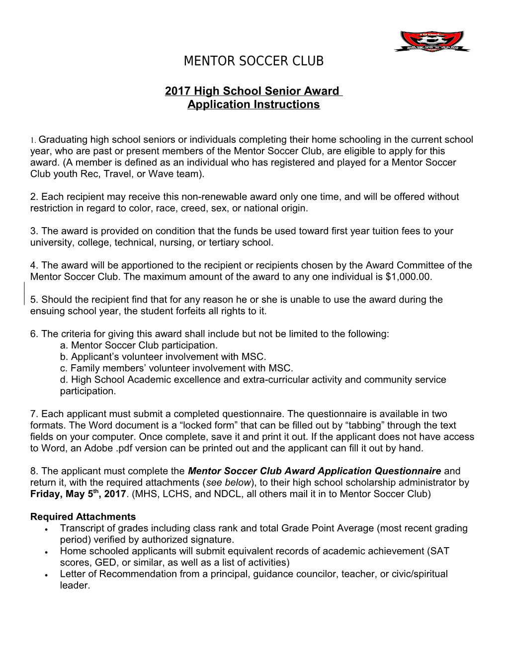2017 High School Senior Award