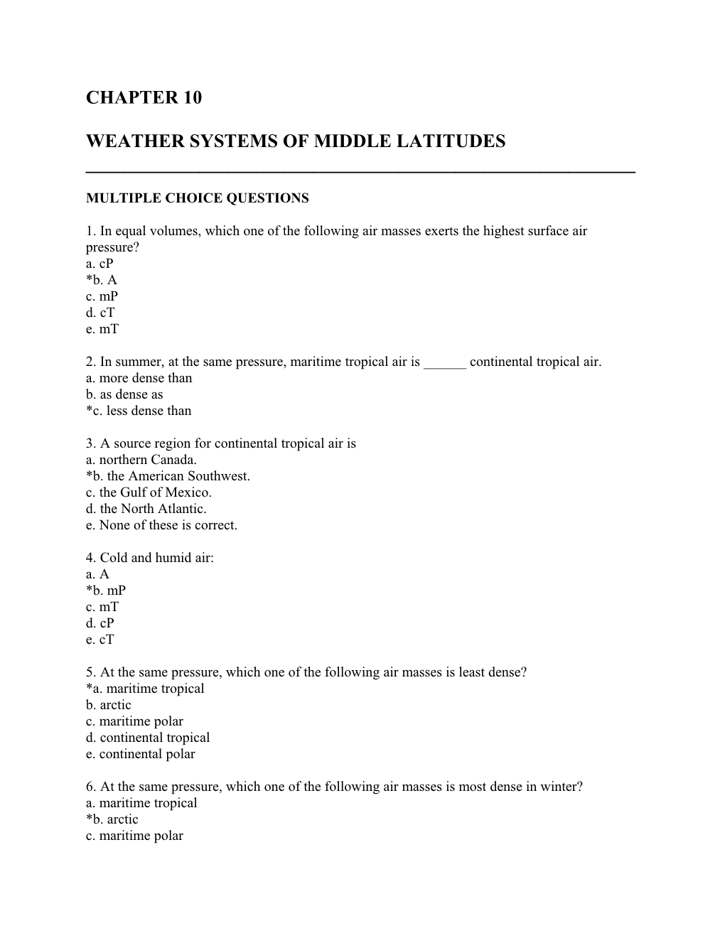 Weather Systems of Middle Latitudes