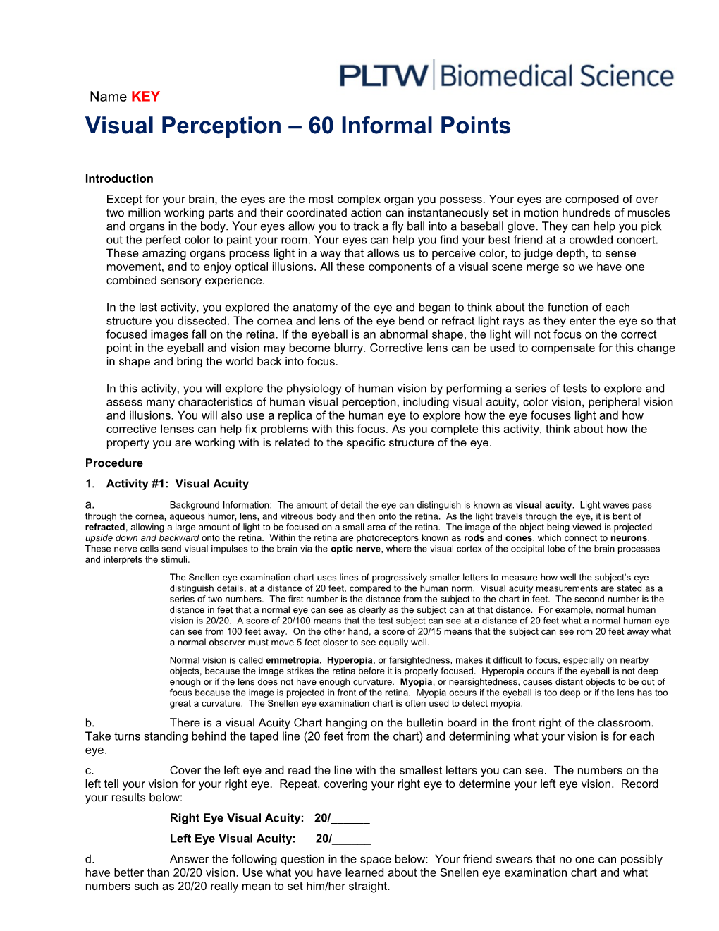 Visual Perception 60 Informal Points