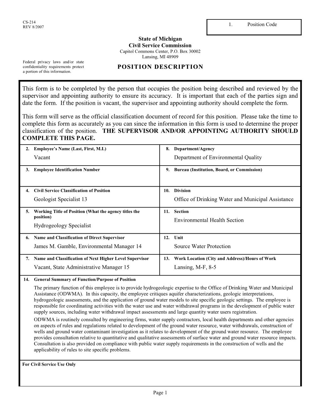 CS-214 Position Description Form s37