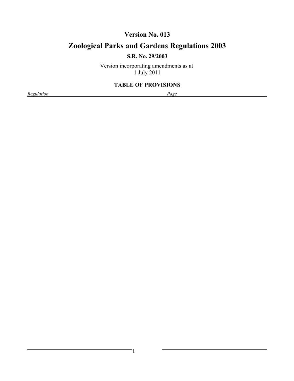 Zoological Parks and Gardens Regulations 2003