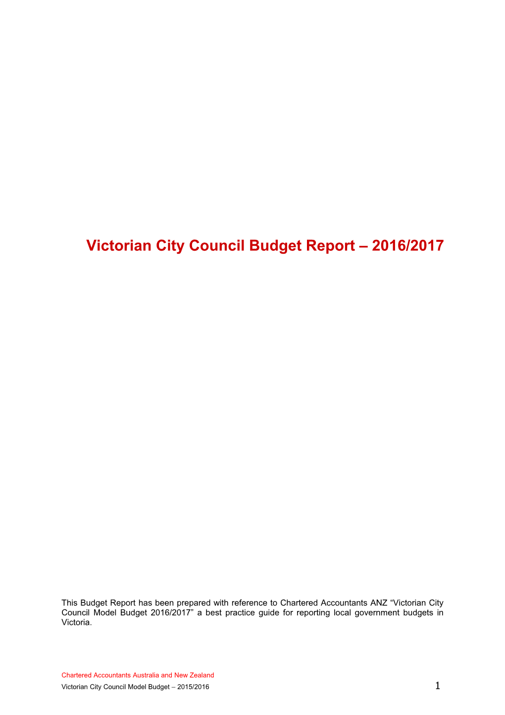 Victorian City Council Model Budget 2016-17