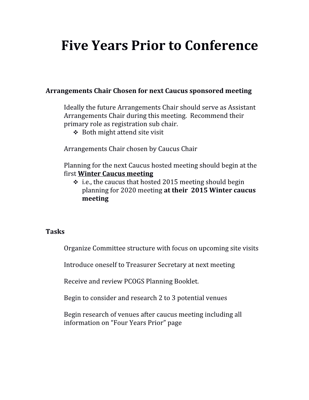 Five Year Planning Booklet