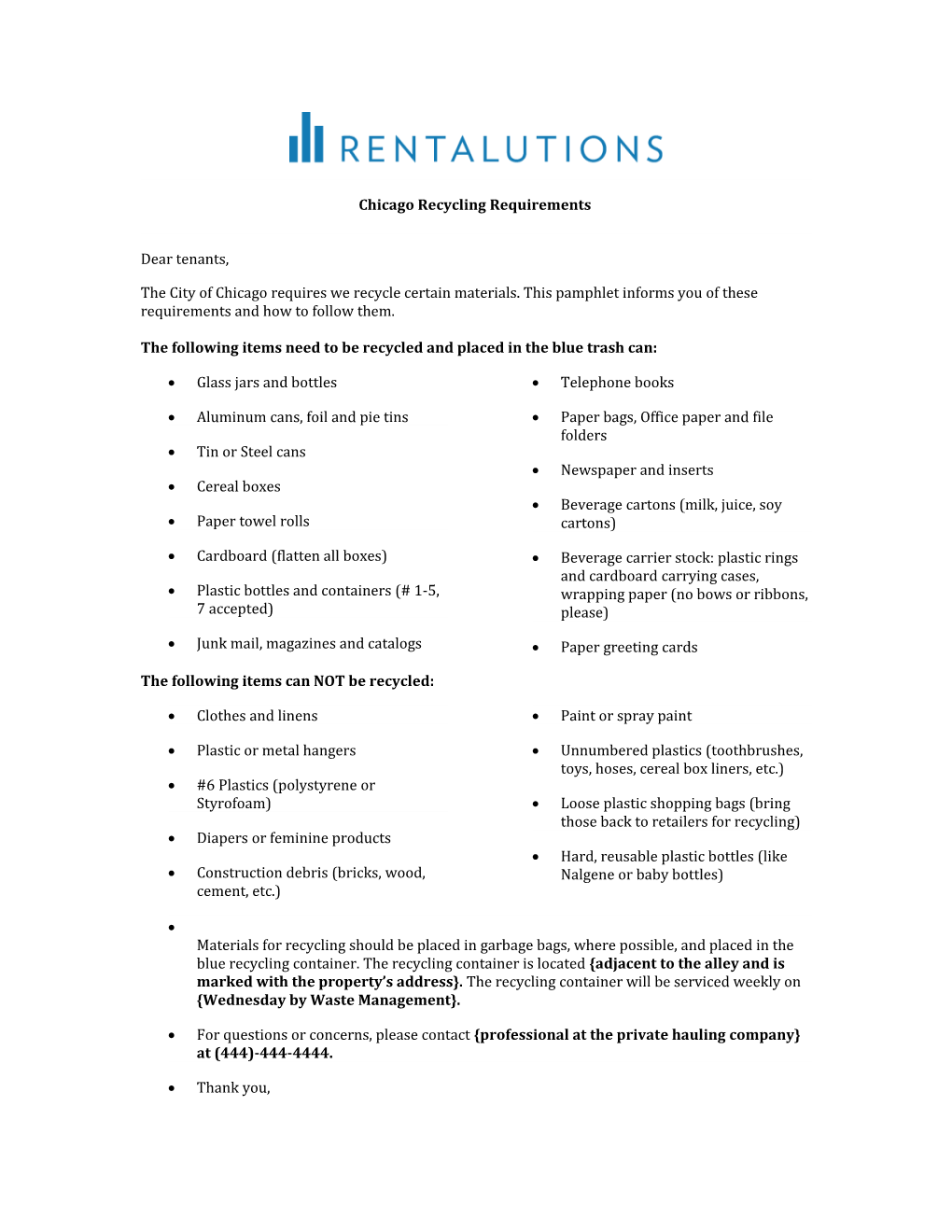 Chicago Recycling Requirements