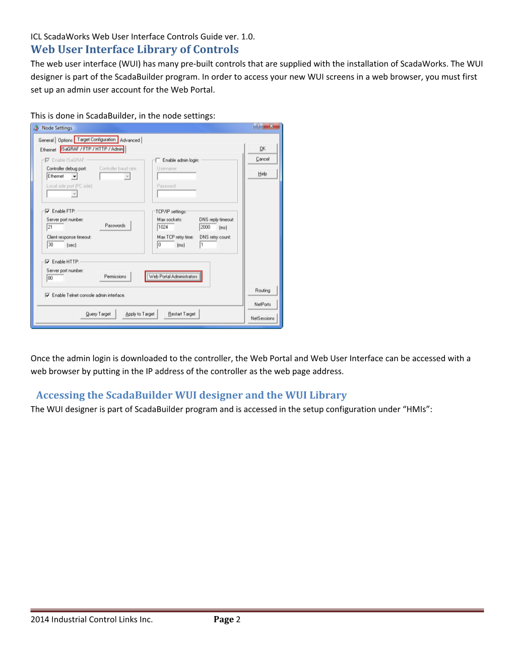 ICL Scadaworks Web User Interface Controls Guide