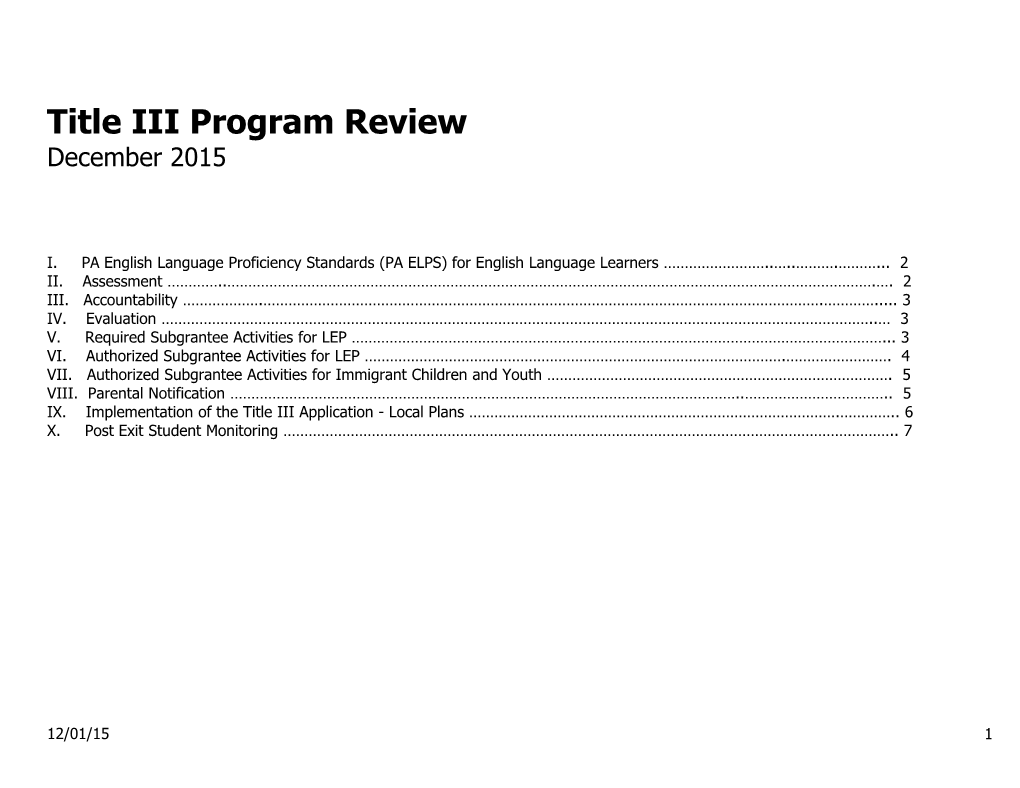 Title IIA Program Review