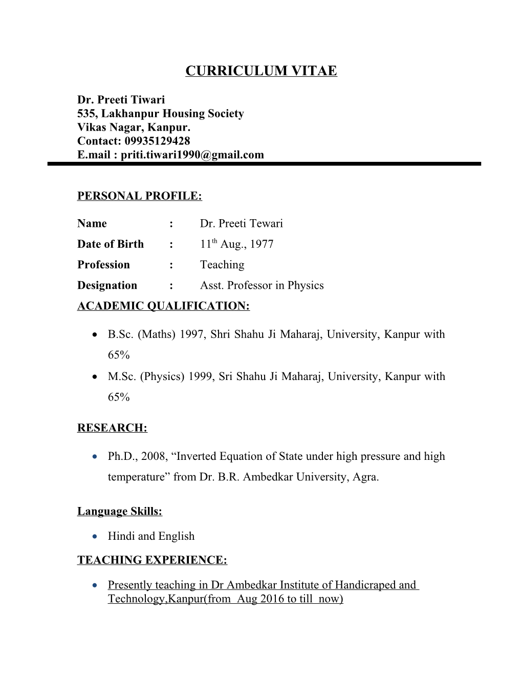 Curriculum Vitae s533