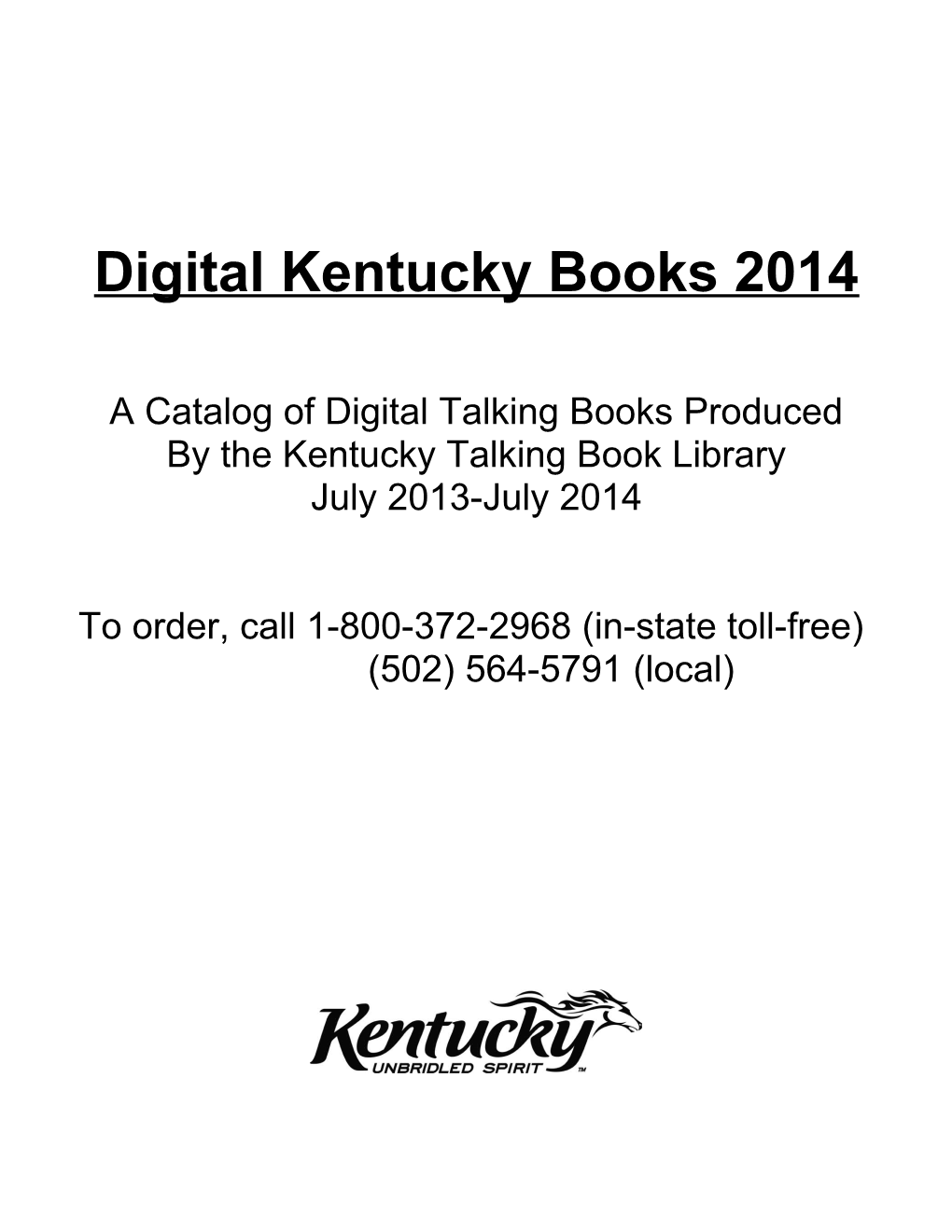 Digital Kentucky Books 2014