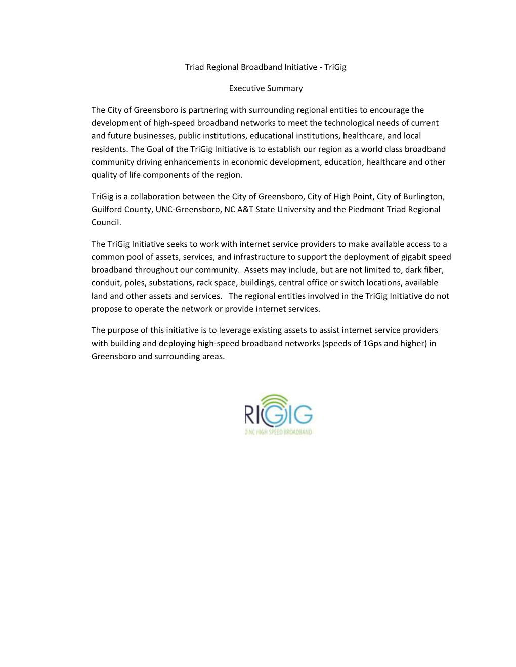 Triad Regional Broadband Initiative - Trigig