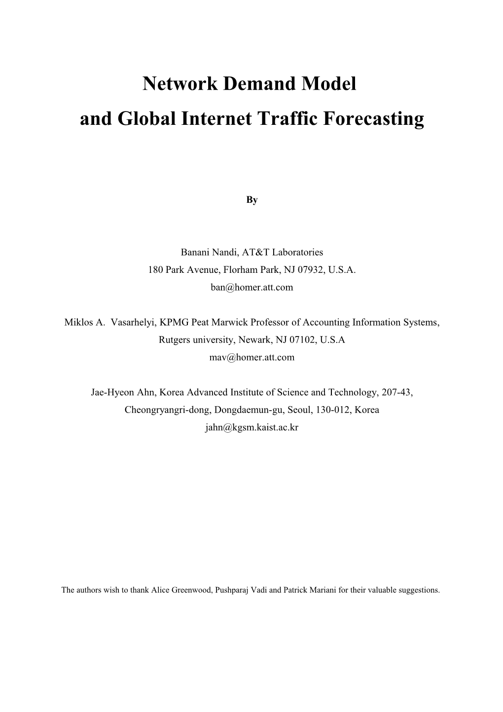 Global Internet Traffic Model