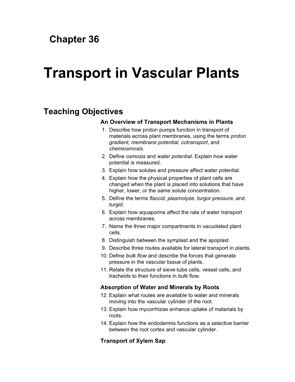 An Overview of Transport Mechanisms in Plants