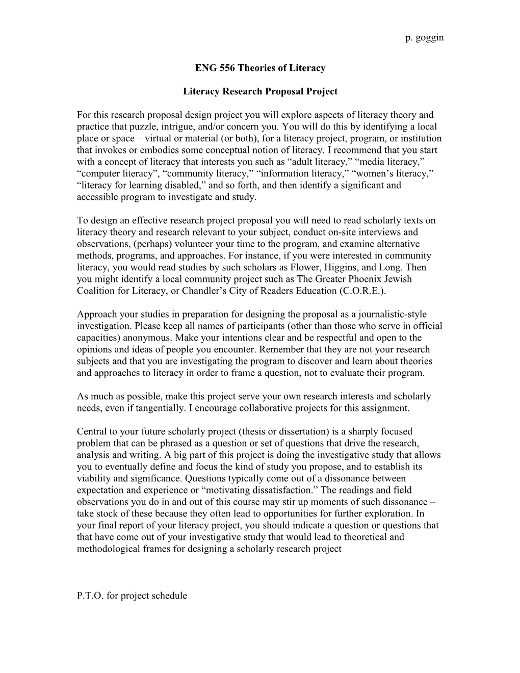 Literacy Investigative Research Project