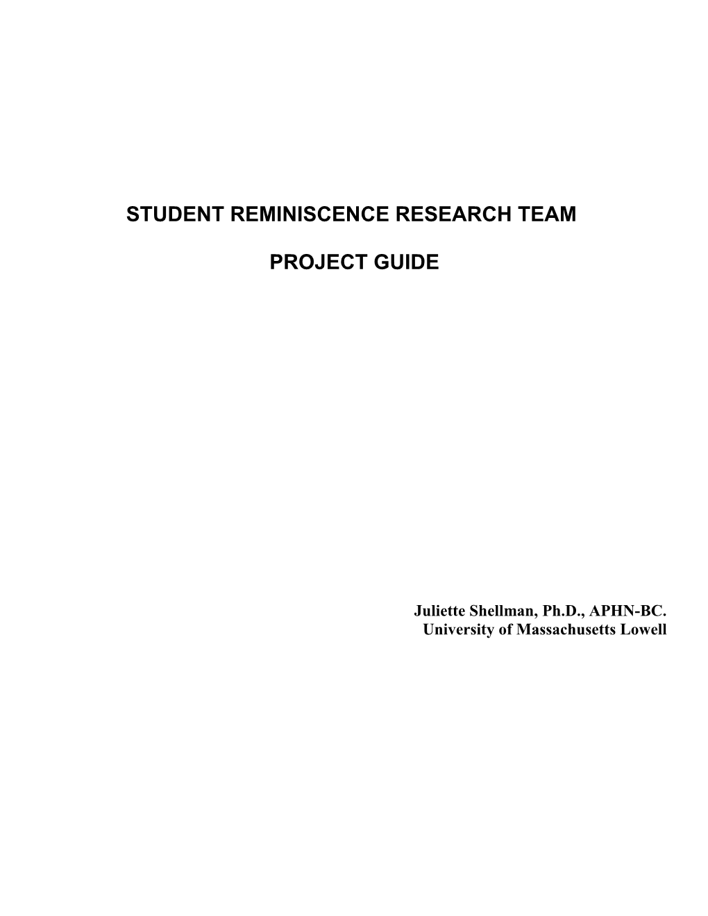 Student Reminiscence Research Team