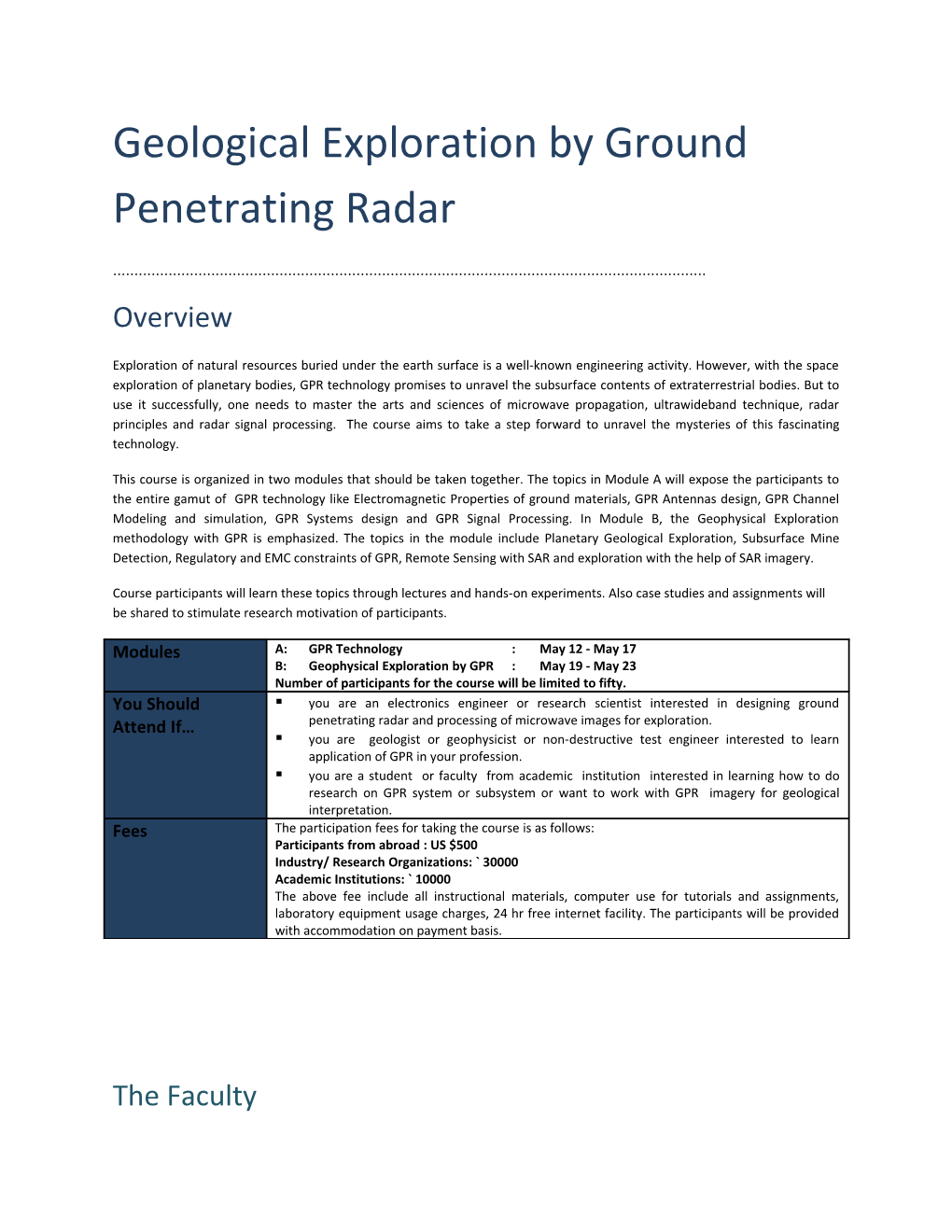 Geological Exploration by Ground Penetrating Radar