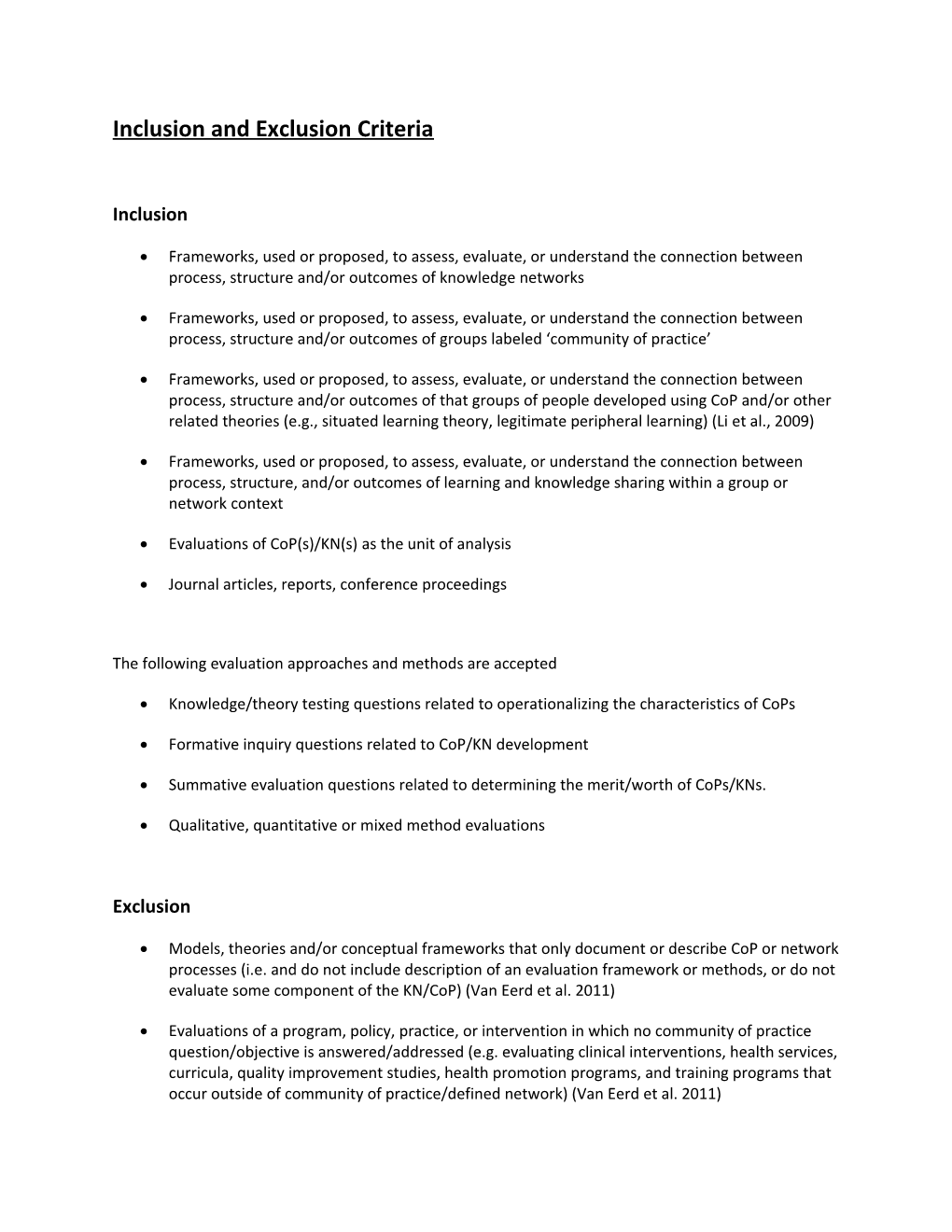 Inclusion and Exclusion Criteria