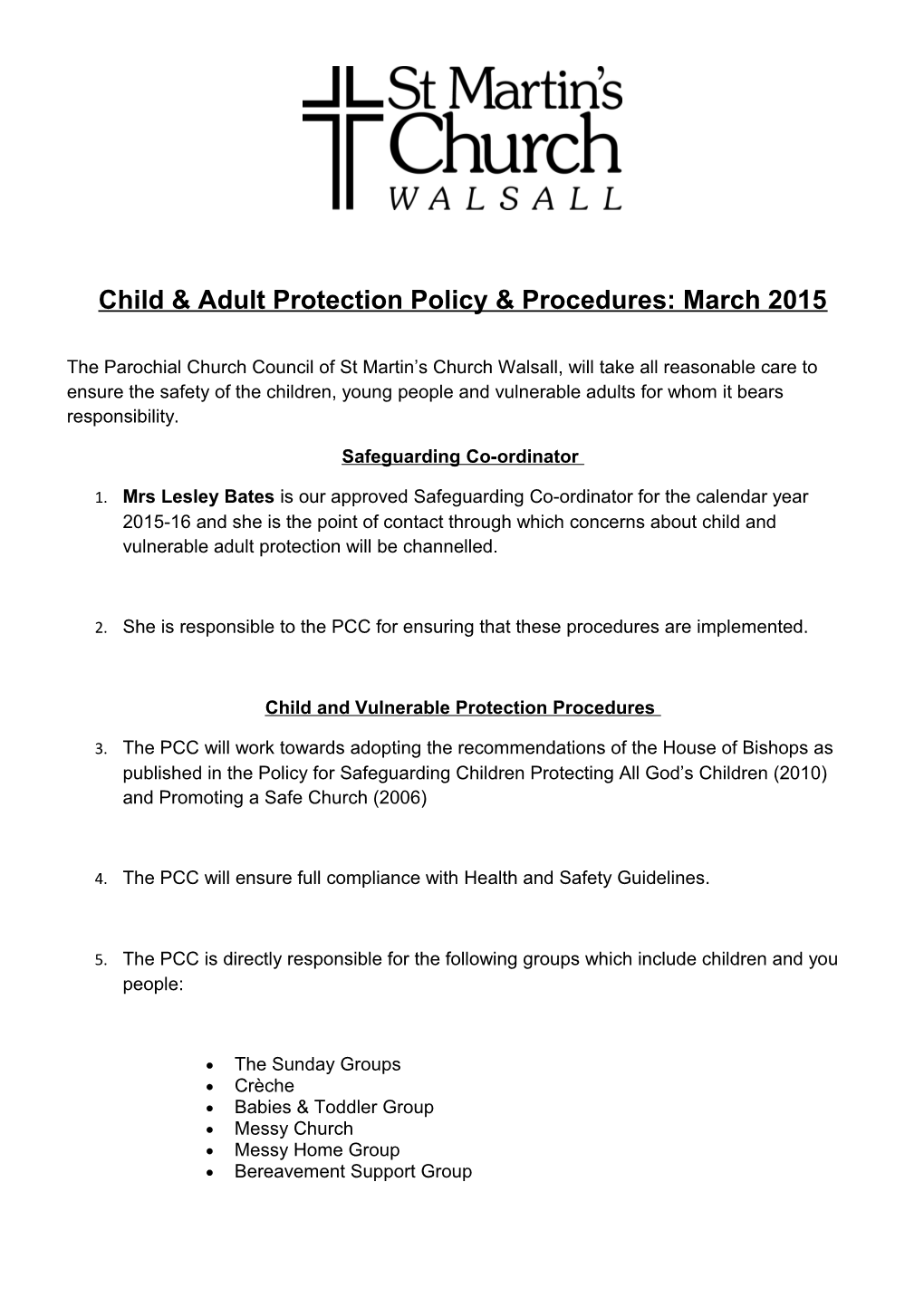 Child & Adult Protection Policy & Procedures: March 2015