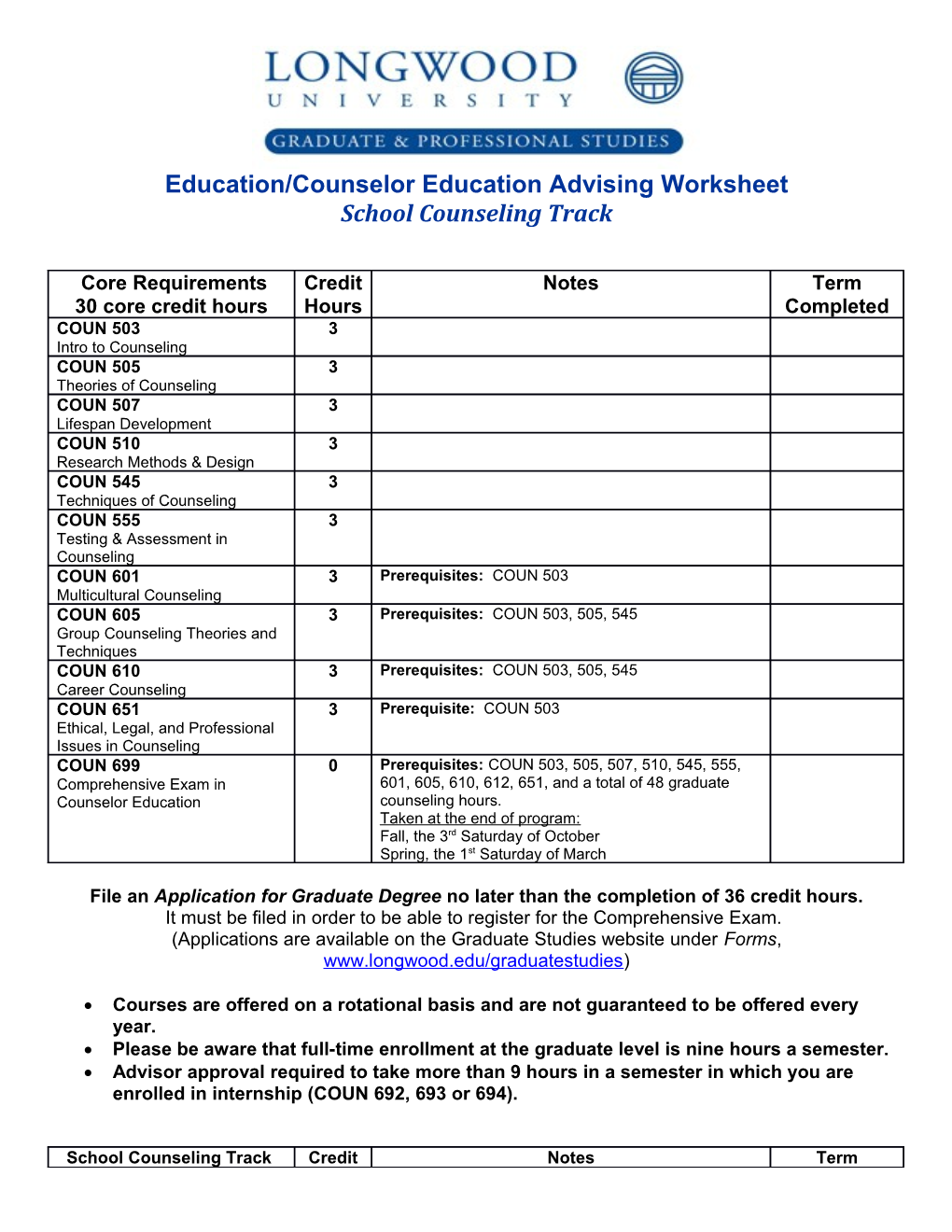 Community and College Counseling Worksheet