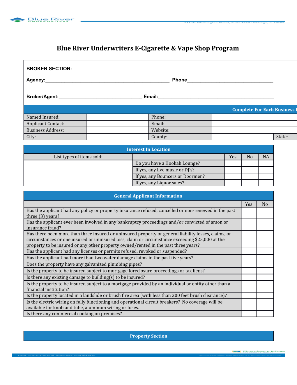 Blue River Underwriters E-Cigarette &Vape Shop Program