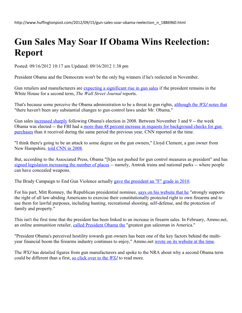 Gun Sales May Soar If Obama Wins Reelection: Report