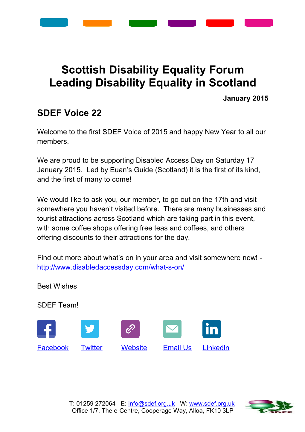 Welcome to the First SDEF Voice of 2015 and Happy New Year to All Our Members