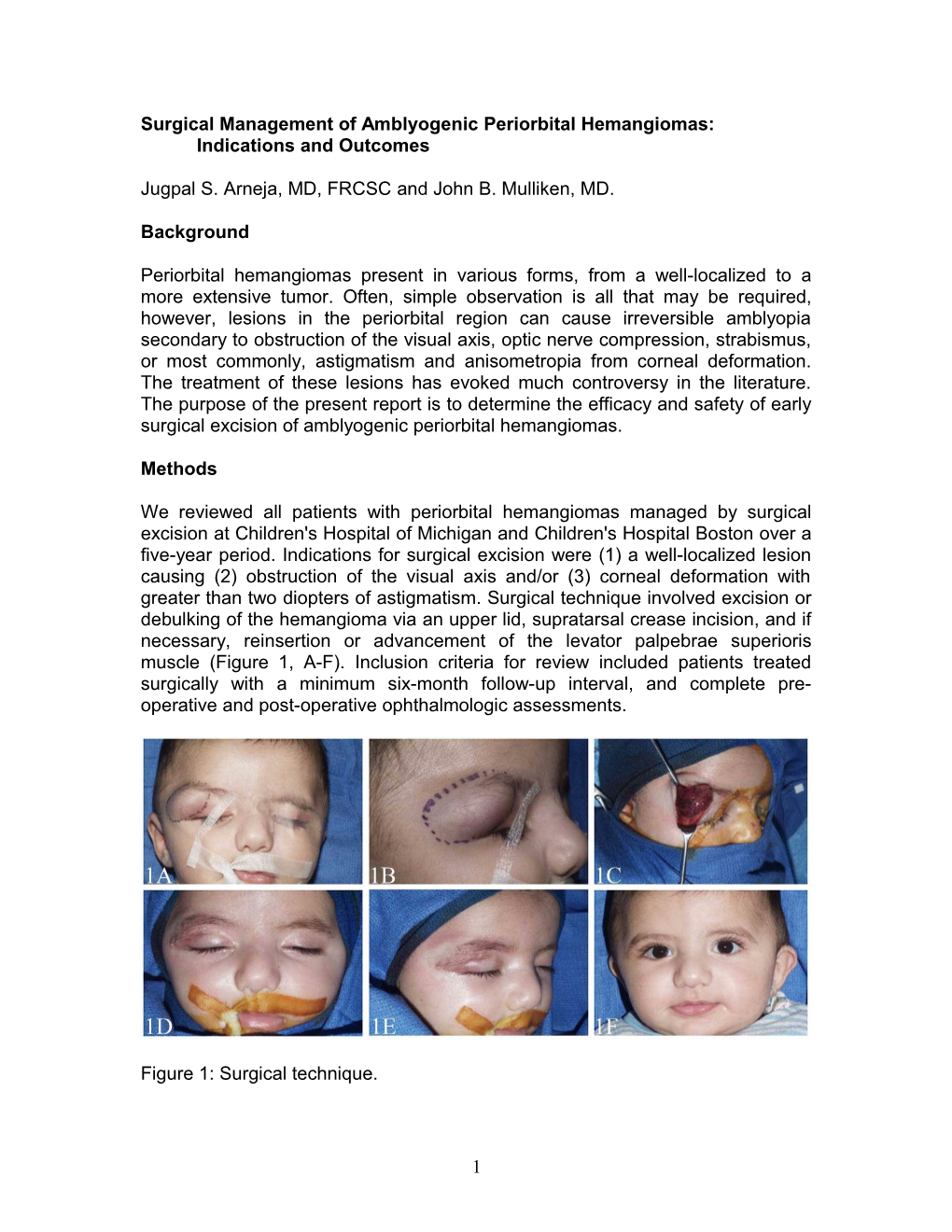 Surgical Management of Amblyogenic Periorbital Hemangiomas: Indications and Outcomes